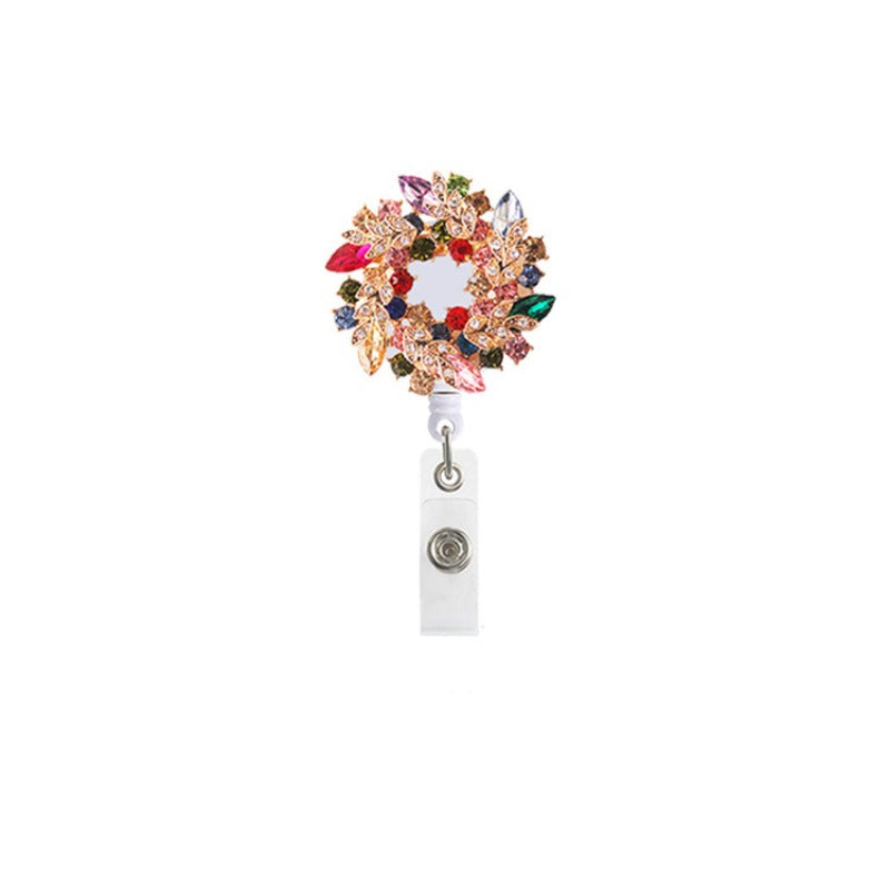 Wholesale Colorful Rhinestone Rotating Garland Telescopic Badge Scroll Keychain